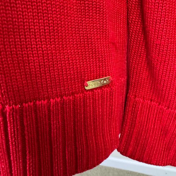 Calvin Klein Turtleneck Red Button Detail Cowl Sweater US Women's L - Picture 8 of 9